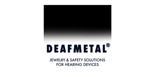 Deaf Metal logo in black and white on black background